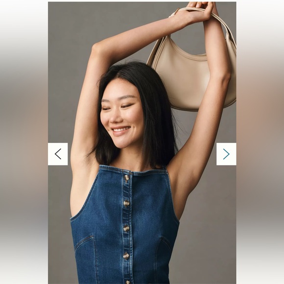 Maeve by Anthropologie High Square-Neck Button-Front Denim Mini Dress Size S - Picture 2 of 15